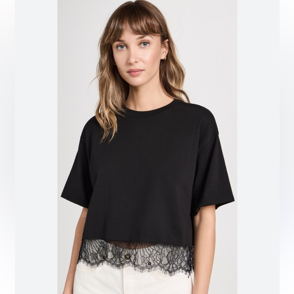 NWT -  ATM Anthony Thomas Melillo Lace-Hem Cropped T-Shirt